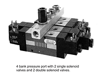 4 bank pressure port with 2 single solenoid valves and 2 double solenoid valves